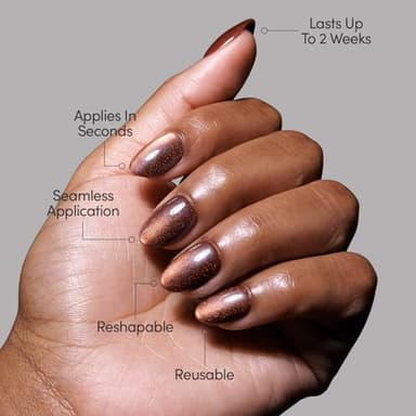 Glamnetic Press On Nails - Magnetic Moscow | Short Oval Fake Nails with a Cat-Eye Magnetic Velvet Finish, Salon Quality Halloween Nails | 15 Sizes - 30 Nail Kit with Glue - Image 3