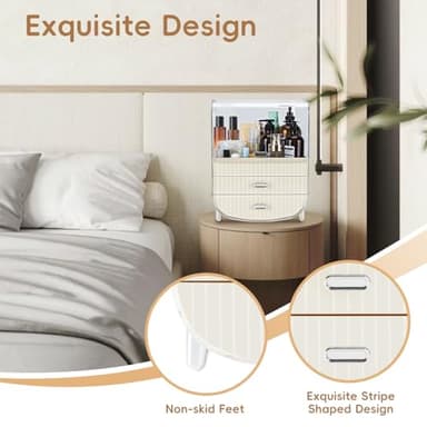 VUSIGN Makeup Organizer, Cosmetics Skincare Organizers with 3-Layer Storage Box and Transparent Cover, Vanity Organizer Countertop for Bathroom, Dresser, Ideal Gifts for Women, White - Image 5