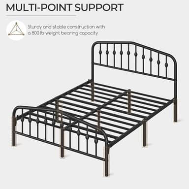 Yaheetech Metal Bed Frame Queen Size Metal Platform Bed Frame with Victorian Style Headboard/Footboard/Easy Assembly/No Box Spring Needed/Black - Image 7