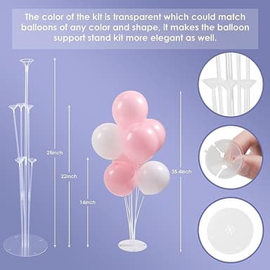 Voircoloria 6 Sets Balloon Stand Kits, Balloon Sticks with Base for Table Centerpieces Graduation Birthday Baby Shower Gender Reveal Party Decorations - Image 2