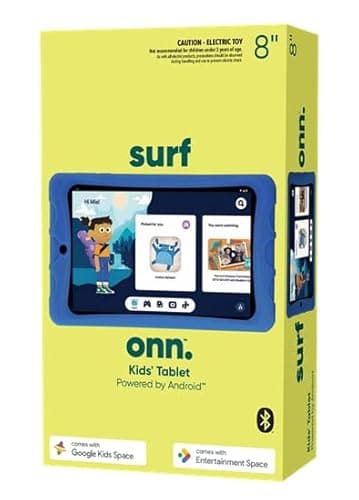 onn. 8-inch Kids Tablet, 2.0 GHz Quad-Core, 32GB Storage, 2GB RAM, 8" (1280 x 800) Touchscreen, Android 12, Charcoal - with Blue Rubberized Case (Renewed) - Image 4
