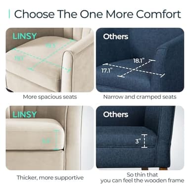 LINSY Accent Chair with Ottoman, Modern Barrel Chair Small Armchair Reading Chair with Footrest, Comfy Round Arms Chair for Living Room Bedroom Reading Room, Velvet, Beige - Image 5