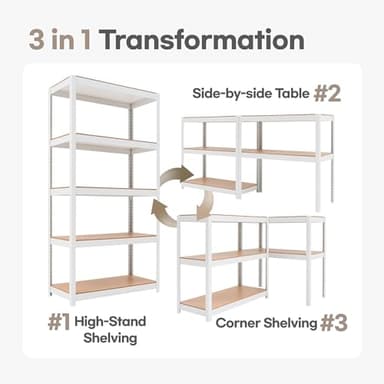 HOMEDANT House 5-Tier Laminated Metal Shelving Unit Adjustable Storage Utility Rack Heavy Duty Shelves Organization Multipurpose Shelf Kitchen Garage Pantry Closet 1Pack - Image 8