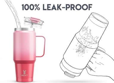 Meoky 32 oz Tumbler with Handle, Insulated Tumbler with Lid and Straw, Stainless Steel Travel Mug, 100% Leak Proof, Keeps Cold for 24 Hours or Hot for 8 Hours, Fits in Car Cup Holder (Flamingo) - Image 3