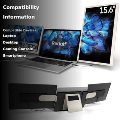 Laptop Screen Extender, 15.6'' 1080P FHD Laptop Monitor Extender with 235°Rotation Detachable Dual Monitor, Plug & Play, Triple Screen for 13"-17.3" Laptops Compatible with Mac/Wins/Android/Dex - Image 3