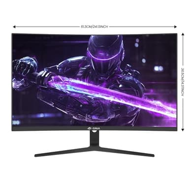 CRUA 27" Curved Gaming Monitor, 180Hz/200Hz FHD 1080P VA Screen 1500R Computer Monitors, 1ms(GTG) with FreeSync, Low Motion Blur, DisplayPort, HDMI, Support Wall Mount Install- Black - Image 2