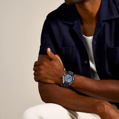 Fossil Men's Coachman Quartz Stainless Steel and Leather Chronograph Watch, Color: Silver, Black (Model: CH2564) - Image 5