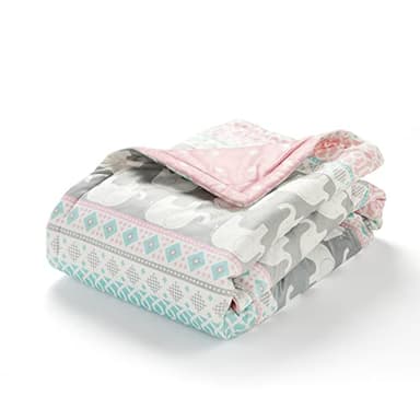 Lush Decor Baby Elephant Stripe Reversible Soft & Plush Oversized Blanket, 50" x 36", Pink & Turquoise - Image 4