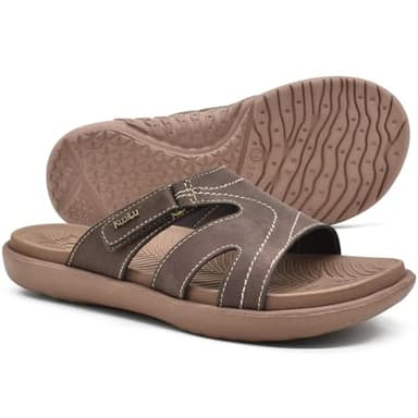 KuaiLu Womens Fashion Orthotic Slides Ladies Lightweight Athletic Yoga Mat Walking Sandals Slip On Thick Cushion Recovery Slippers Sandles Comfortable Plantar Fasciitis Arch Support Brown Tan Size 8 - Image 7