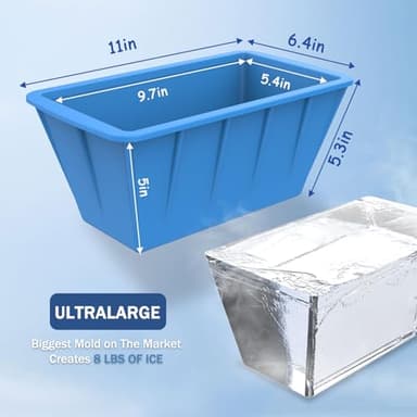 Extra Large Ice Cube Molds 4Pack 32LB Silicone Large Ice Cube Molds for Cold Plunge Tub,Reusable Ice Cube Trays for Freezer,Ice Block Molds for Home Ice Baths,Cold Plunge Accessories,Ice Bath Chiller - Image 2