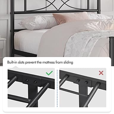 Yaheetech Twin Size Bed Frame Metal Platform Bed with Curved Design Headboard Footboard/No Box Spring Needed/Mattress Foundation/Heavy-Duty Support/Easy Assembly/Black - Image 4