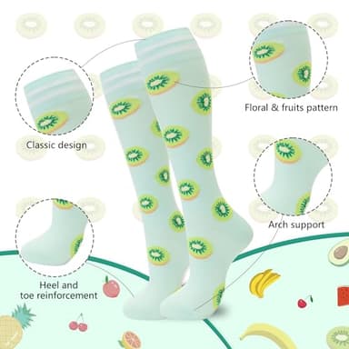 fenglaoda Compression Socks for Women Men Support Circulation 6 Pairs Socks For Nurse, Travel, Flight - Image 2