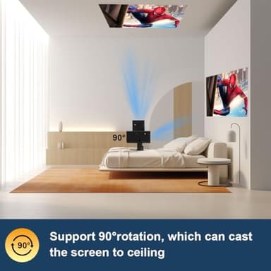 【Built-in App】Polaring Mini Projector, Smart 4K Projector with WiFi and bluetooth 1080P Support, Auto Keystone Correction,90° Rotating Adjustment,Compatible with phone, TV Stick , HDMI, USB(black) - Image 8