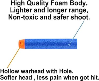 Nerf N Strike Blaster Compatible Dart Bullets, Compatible with All Elite 2.0 Series Blasters Blue (100 Blue) - Image 4