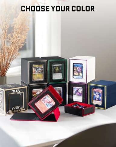 ZLCA MTG Commander Deck Box with Display Window, Card Deck Box Holds 100 Double-Sleeved Cards with Dice Tray & 35pt Magnetic Card Holder(White& Purple) - Image 6