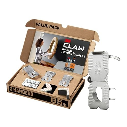 3M CLAW(TM) 65 lb. Drywall Picture Hanger With Spot Markers, Heavyweight Hanging Solution for Room Decor and Office Decor, Including Mirrors or Large Art – 3 Pack - Image 1