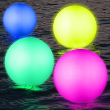 Pool Toys, LED Beach Ball, Glow in Dark Party Supplies, 4 Pack Inflatable Light up Ballon 12'' Floating Pool Light with Remote 16 Color 4 Mode - Image 7
