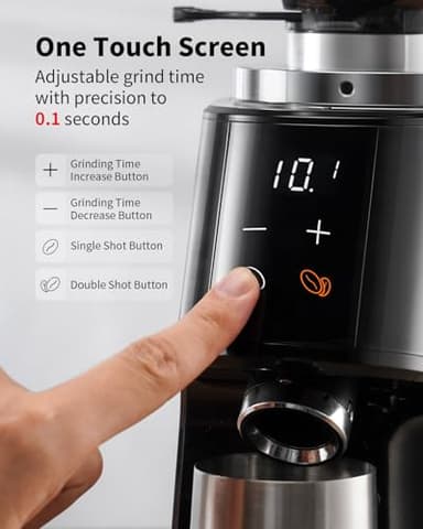 SHARDOR Professional 64mm Burr Coffee Grinder with 100 Grind Settings and All-Metal Chamber, Coffee Bean Grinder with Adjustable Electronic Timer and LED Display, Anti-Static,Black - Image 5