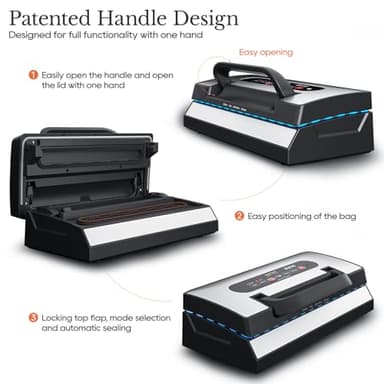 Upgraded Vacuum Sealer for Liquid, SEATAO 90Kpa Vacuum Sealer Machine for Dry/Moist/Liquid Food, Easy-Lock Handle, Double Heat Seal, Built-in Cutter and Bag Storage & Removable Drip Tray - Image 7