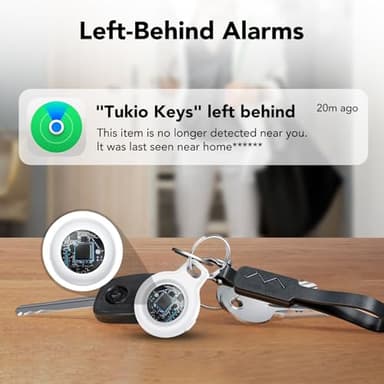 Tracker Tags (White) 4-Pack, Bluetooth Tracker Work with Apple Find My (iOS Only), Key Finder and Item Locator Smart Tag with Protective Case/Key Ring/Lanyard, Tracker Tag for Keys/Luggage/Wallet - Image 5