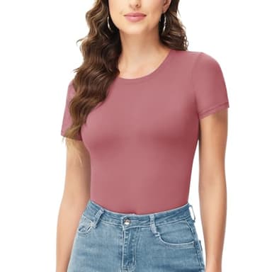 TNNZEET Bodysuits for Women - Black Bodysuit Women Tops Round Neck T Shirts for Fashion Body Suit Outfits Going Out Tops - Image 2