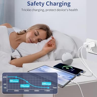 USB C Charger Block 40W, 2Pack 4-Port Type C Fast Charging Blocks PD USBC Plug Adapter + QC USB Wall Charger Cube Multiport Brick Compatible with iPhone 16 15 14 13 12 11 Pro Max XS, Samsung - Image 7