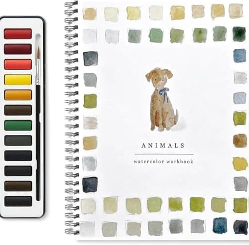 Watercolor Workbooks, Beginner-Friendly Birds Watercolor Workbooks, 12 Colors Watercolor Paint Set with Paint Brush, Art Crafts Painting Supplies, Water color Book for Kids Adults Teens (Animals) - Image 1