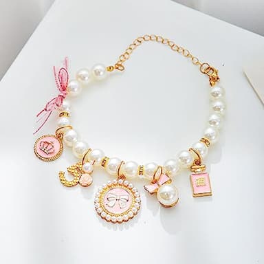 YEZILUU Fashion pet Necklace cat Collar,Cat Pearl Collar, Kitty Puppy Bell Necklace, Cute Personalized pet Gifts for cat Lovers (M, Pink) - Image 5