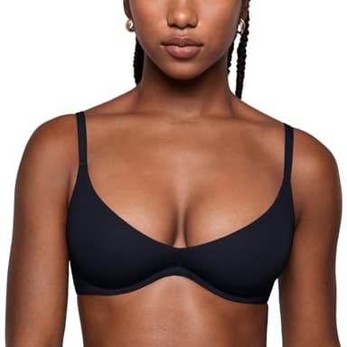 INLYRIC Women's Inbarely Plus Plunge Bra - Unlined Underwire Sexy Demi Balconette Bras Black 34B - Image 1