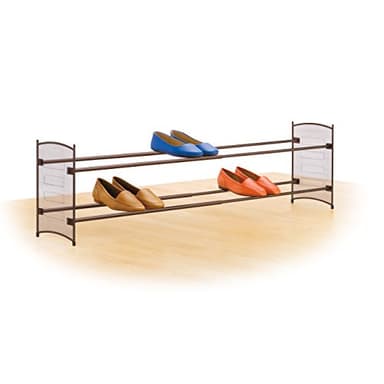Lynk Expandable 2 Tier Stackable Shoe Rack - Steel Mesh Shoe Shelf - Bronze - Image 4