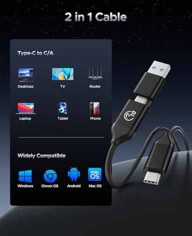 ORICO 256GB External SSD Up to 1050MB/s, Hanging Hole Design Portable Solid State Drive, USB C&A 2 in 1 Cable, Reliable Storage for Type-C Smartphone, Tablets, Laptops - C10 - Image 6