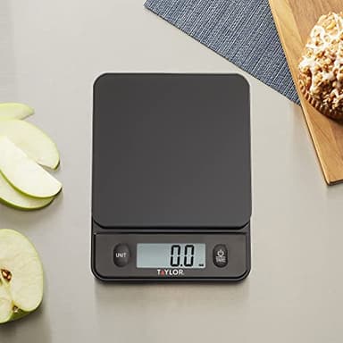 Taylor Glass Top Food Scale with Touch Controls, 11 lb Capacity, Sleek Black Design for Precision Food Measurement in Grams and Ounces - Image 5