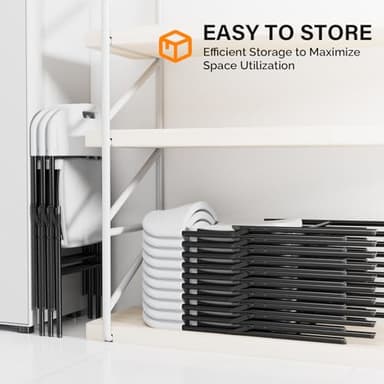 VINGLI Folding Chairs, Heavy Duty Foldable Chair Portable HDPE Plastic Seat with Steel Frame for Indoor Outdoor Dinning Party Wedding School Use, White, 6 Pack - Image 5