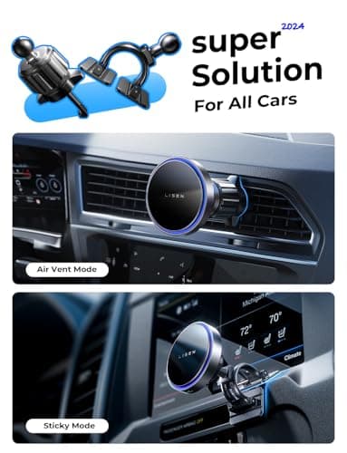 LISEN for 15W MagSafe Car Mount Charger,Magnetic Wireless Car Charger for iPhone 17 Pro Max Accessories,Magnetic Phone Holder for iPhone 17 Air Pro Max Plus 16 15 14 13 12,Samsung S25/24 with MagSafe - Image 2