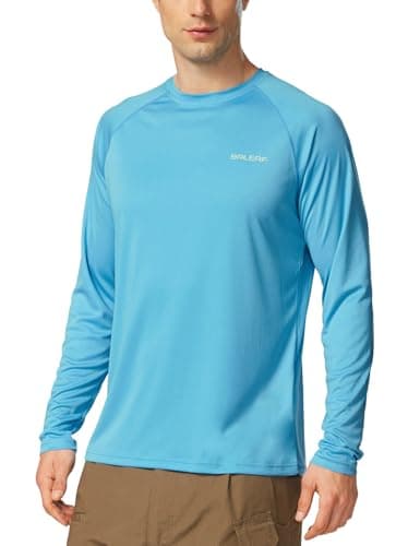 baleaf Men's Sun Protection Shirts UV SPF T-Shirts UPF 50+ Long Sleeve Rash Guard Fishing Running Quick Dry Blue Size L - Image 1