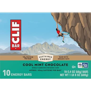 CLIF BAR - Energy Protein Bars - Cool Mint Chocolate with Caffeine - Made with Organic Oats - Energy Bars - Non-GMO - (10 Pack) - Image 11