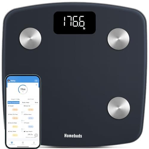 Homebuds Digital Bathroom Scale for Body Weight and Fat, Weighing Professional Since 2001, Body Composition Monitor for BMI Fat Water Muscle with App, 400lb, Blue - Image 1