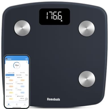 Homebuds Digital Bathroom Scale for Body Weight and Fat, Weighing Professional Since 2001, Body Composition Monitor for BMI Fat Water Muscle with App, 400lb, Blue - Image 1