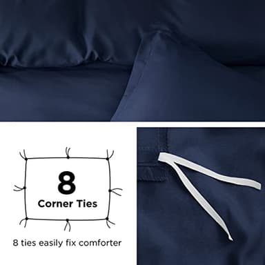 Bedsure Duvet Cover King Size - Soft Double Brushed Bedding Set for Kids & Adults, Zipper Closure, 3 Pieces, Includes 1 Duvet Cover (104"x90") & 2 Pillow Shams, NO Comforter, Navy Blue - Image 7