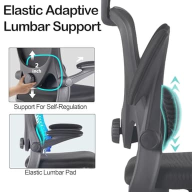 Estevo Ergonomic Office Chair with Tilt-Lock, Home Office Desk Chair with Auto Lumbar Support, High Back Mesh Desk Chair with Adjustable Headrest, Swivel Task Chair or Study Room Bedroom,Black - Image 3