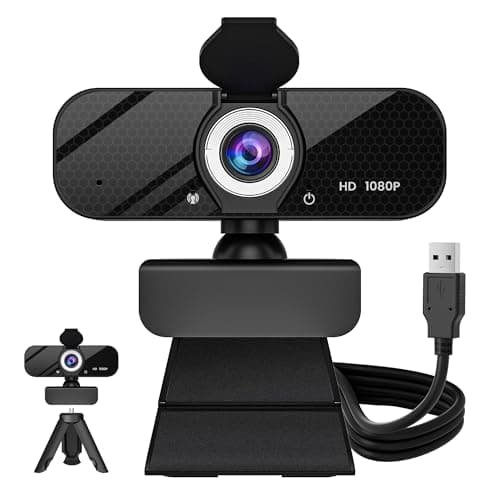 GOZVRPU 1080P HD Webcam with Built-in Microphone, Rotatable Tripod, Wide-Angle Lens,Privacy Cover, Auto Light Correction, Plug & Play USB-A Webcam for Laptop, Desktop, PC, Streaming-Black - Image 1