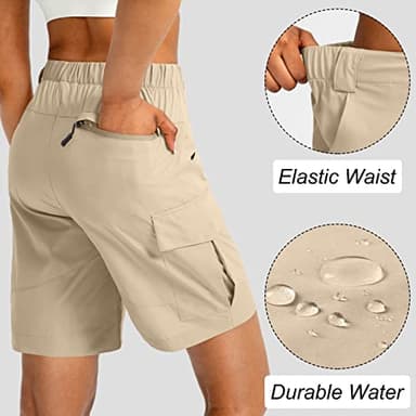 Viodia Women's 7" Hiking Cargo Shorts with Pockets Quick Dry Lightweight Shorts for Women Golf Casual Summer Shorts Khaki - Image 3