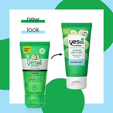 Yes To Cucumber Cooling Jelly Mask, Hydrating Bouncy Lightweight Gel Mask That Leaves Skin Feeling Cool, Soothed & Refreshed, With Cucumber Extract & Antioxidants Natural Vegan & Cruelty Free, 3 Fl Oz - Image 2