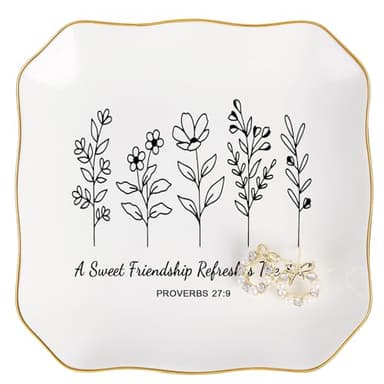 Jelershy Friendship Gifts for Women Jewelry Dish Trinket Tray - A Sweet Friendship Refreshes The Soul, Christian Birthday Gifts for Women Best Friend Christmas Mothers Day Religious Gift - Image 7