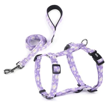 Dog Harness Leash Set, No Pull Adjustable Halter Cute Comfort Padded Handle for Medium Sized Large Small Dogs Walking Training Running with Reflective(XSmall,Purple) - Image 1