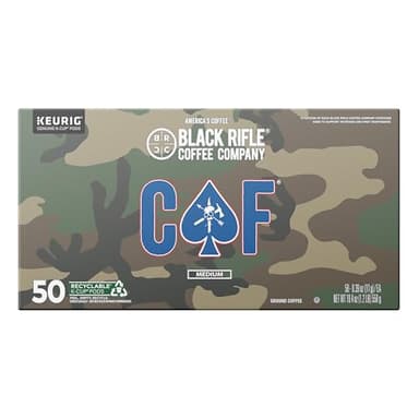 Black Rifle Coffee Company CAF, 50 Count, Medium Roast K Cups - Single Serve K Cups Coffee Pods - Kcup Pods Compatible with Keurig 1.0 & 2.0 - Made from Arabica Beans - Image 1