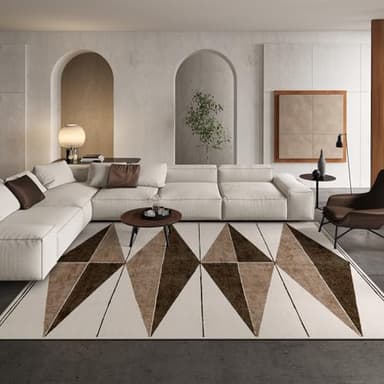 Hedlive Moroccan 8x10 Area Rugs, Soft Geometric Washable Rugs 8x10 Rugs for Living Room, Ultra-Thin Non-Slip Farmhouse Rug for Bedroom Large Rug for Office Dining Room (8x10ft,Khaki/Brown) - Image 1