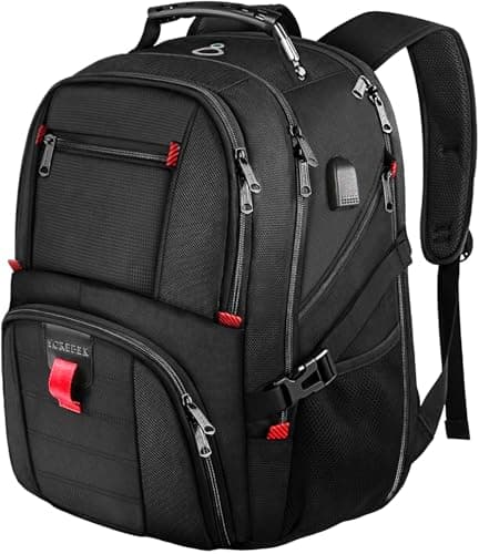 YOREPEK Large Backpack for Men, Extra Large Laptop Backpacks for Men Women, Water Resistant Travel Backpack Airline Approved Business Work Bag with USB Charging Port Fits 17 Inch Computer, Black - Image 1