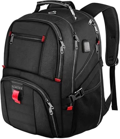 YOREPEK Large Backpack for Men, Extra Large Laptop Backpacks for Men Women, Water Resistant Travel Backpack Airline Approved Business Work Bag with USB Charging Port Fits 17 Inch Computer, Black - Image 1