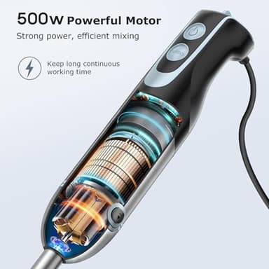 FRESKO Immersion Handheld Blender 500W with 700ml Beaker, 12-Speed & Turbo Mode Hand Blender Stick, 304 Stainless Steel Blades - Image 2